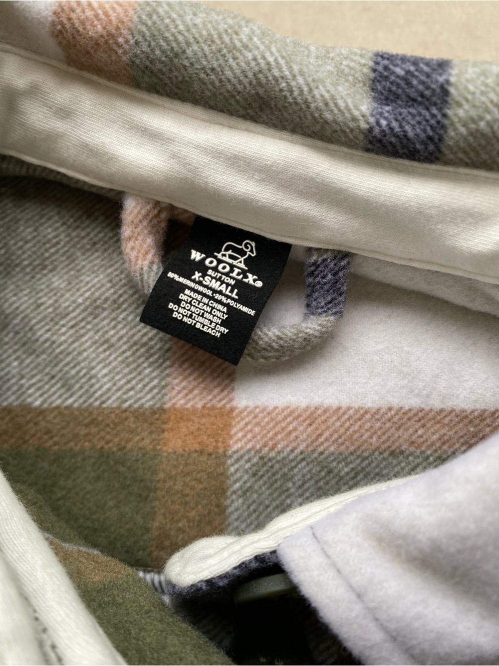 Plaid Longline Utility Jacket in Olive, White & Tan - Picture 3 of 4